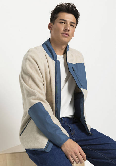 Fleece jacket made of organic merino wool with hemp