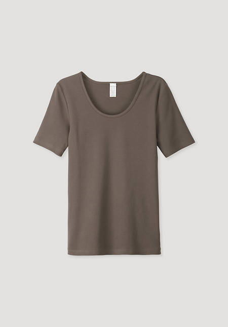 Half-sleeved rib sleep shirt made from organic cotton