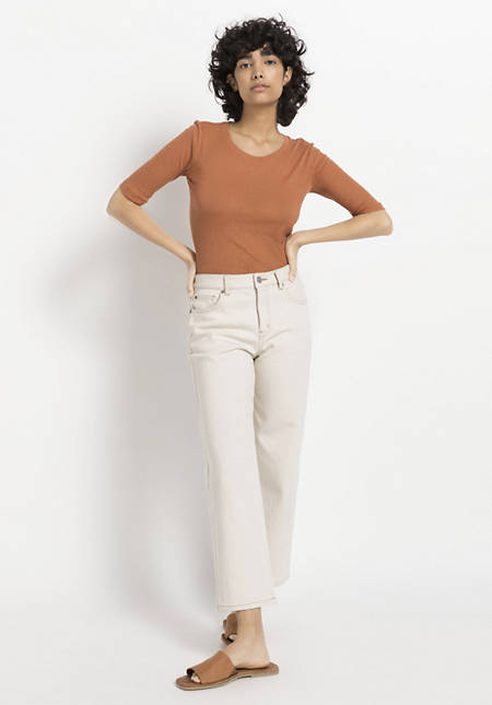 Half-sleeved shirt made of organic cotton with silk and linen