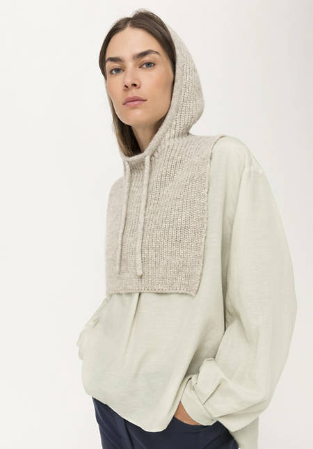 Hooded scarf made from pure alpaca