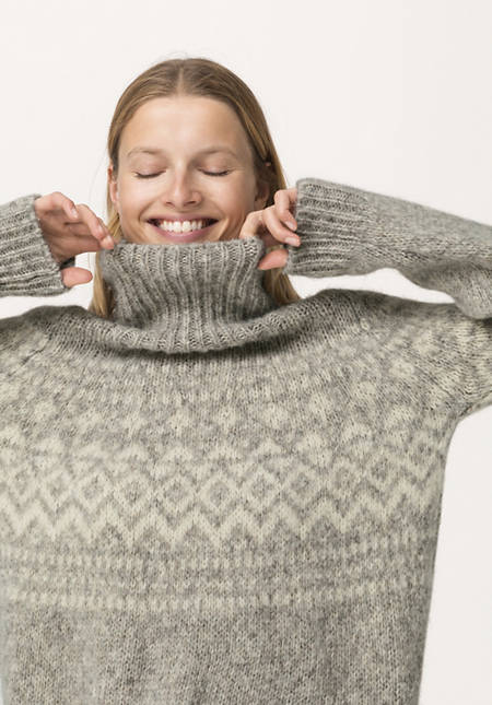Jacquard-Pullover aus Alpaka mit Baumwolle