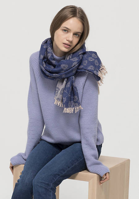 Jacquard scarf made of pure merino wool