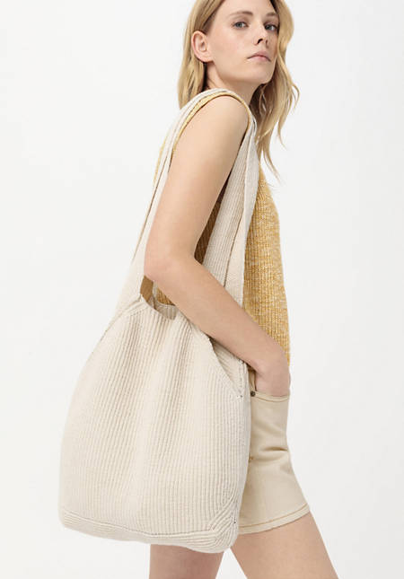 Knitted bag made from organic cotton with kapok