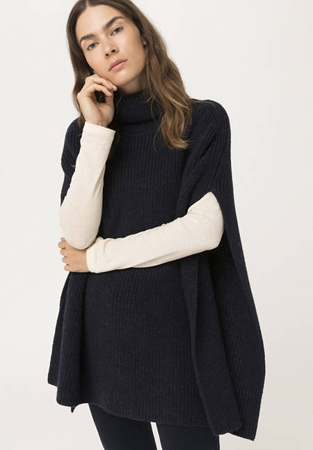 Knitted cape made from organic merino wool with alpaca