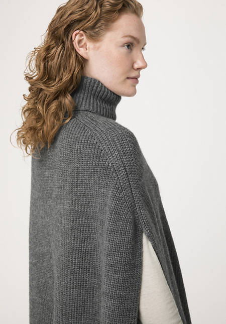 Knitted cape made from organic merino wool with alpaca
