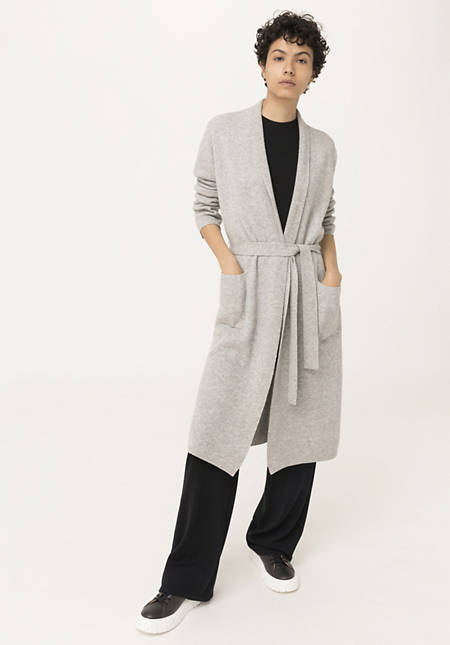 Knitted coat made from organic new wool with cashmere
