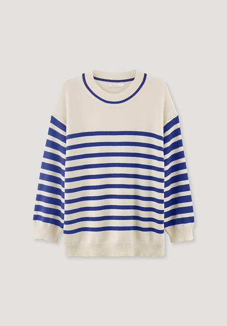 Knitted sweater stripes relaxed made of organic merino wool and organic cotton
