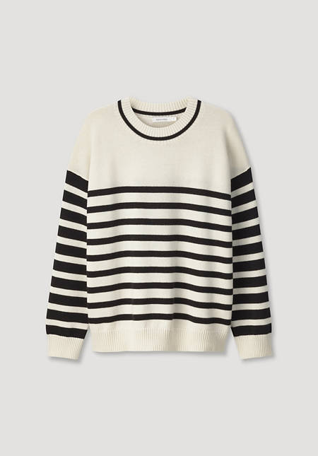 Knitted sweater stripes relaxed made of organic merino wool and organic cotton