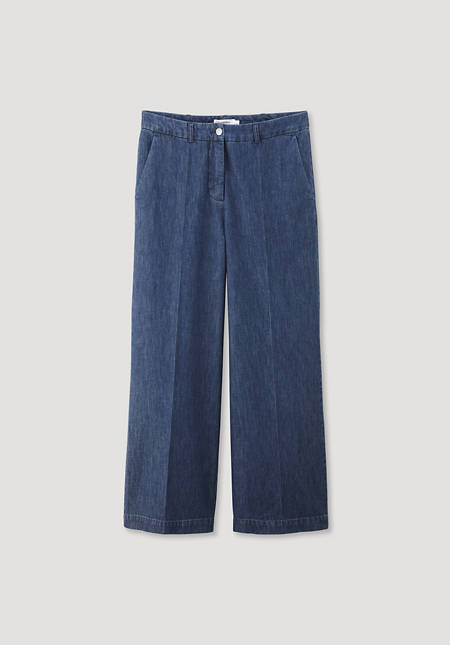Light denim jeans culottes with undyed kapok