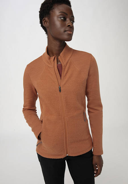 Light wool fleece jacket made from pure organic merino wool