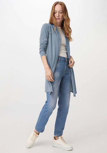 Long Strickjacke aus reiner Bio-Merinwolle