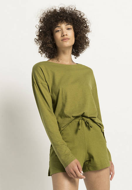 Long-sleeved shirt made from organic cotton with linen