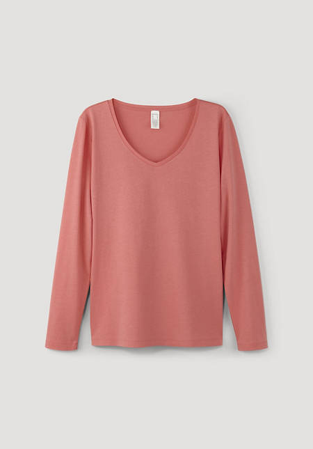Long-sleeved shirt made of organic cotton with silk