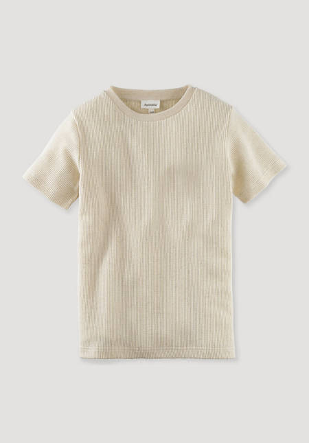 Piqué-Shirt aus Bio-Baumwolle mit Leinen
