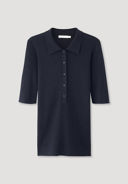 Polo-Pullover aus Seide mit Bio-Baumwolle