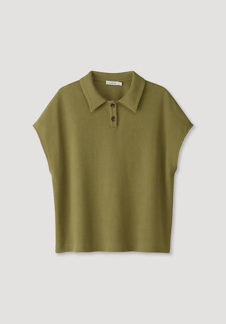 Polo-Shirt aus Bio-Baumwolle mit Leinen