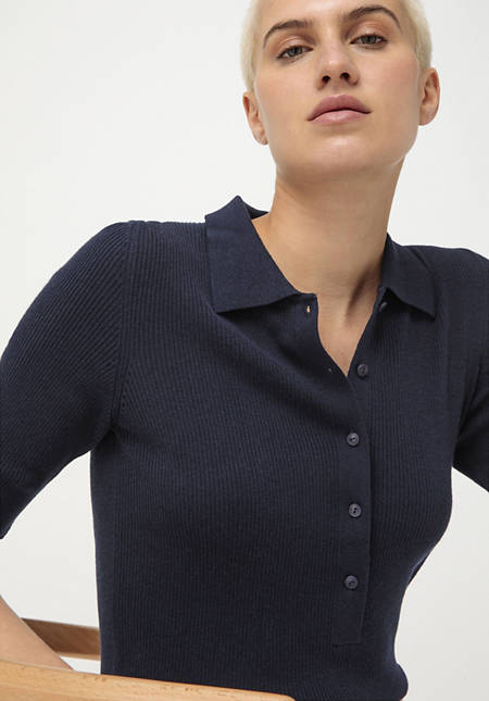 Polo sweater made of silk with organic cotton