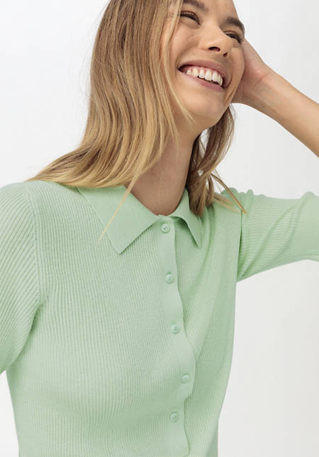 Polo sweater made of silk with organic cotton