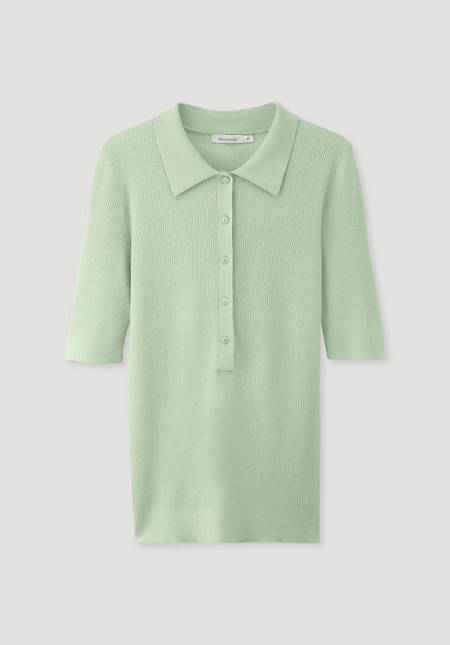 Polo sweater made of silk with organic cotton