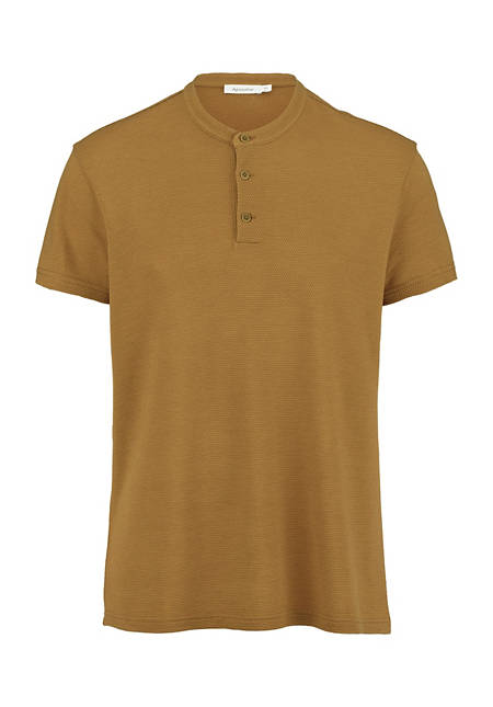 Polo with stand-up collar made of pure organic merino wool