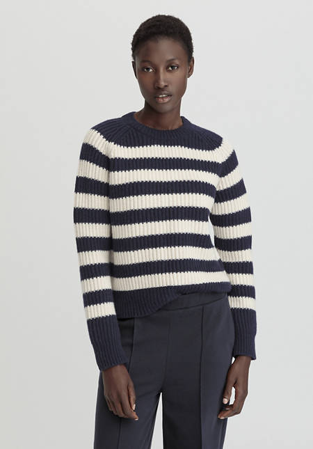 Pullover Streifen Relaxed aus reiner Bio-Baumwolle und weicher Schurwolle