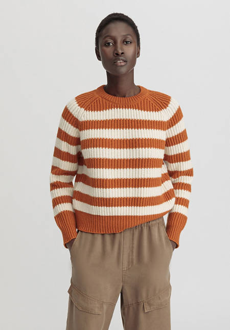 Pullover Streifen Relaxed aus reiner Bio-Baumwolle und weicher Schurwolle