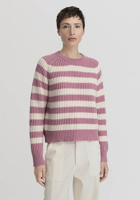 Pullover Streifen Relaxed aus reiner Bio-Baumwolle und weicher Schurwolle