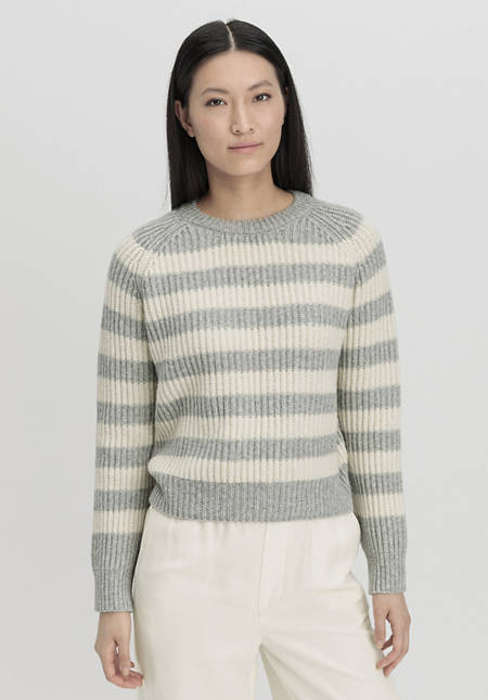 Pullover Streifen Relaxed aus reiner Bio-Baumwolle und weicher Schurwolle
