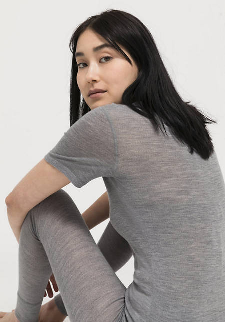 PureMIX half-sleeved shirt made of organic merino wool with silk