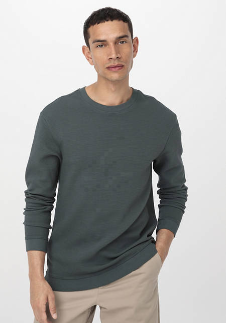Regular waffle piqué sweater made from pure organic cotton