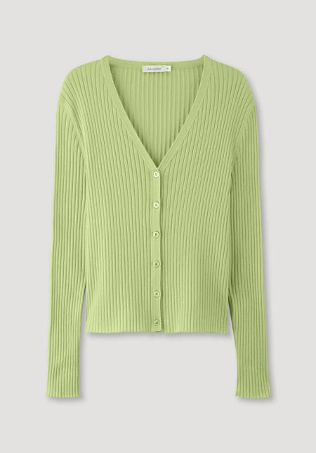 Rib cardigan Slim made from pure organic cotton