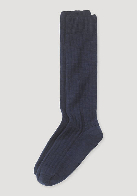 Rib knee socks made of organic merino wool with organic cotton