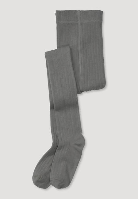 Ribbed tights made of organic merino wool with organic cotton