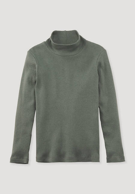 Rollkragenshirt aus Bio-Baumwolle mit Bio-Schurwolle