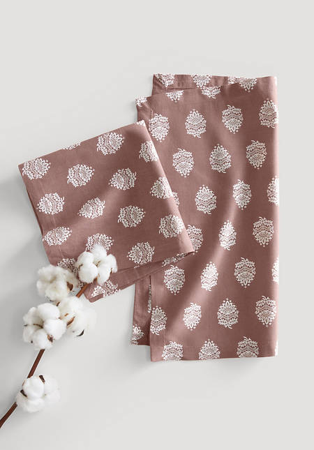 Set of 2 Mehndi cloth napkins made from organic cotton with hemp