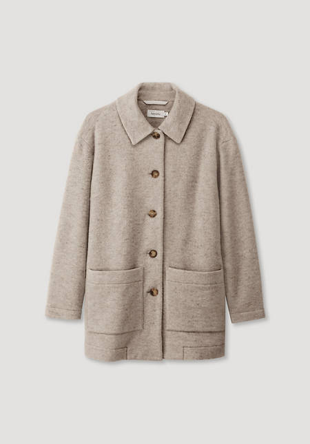Short coat made from organic merino wool