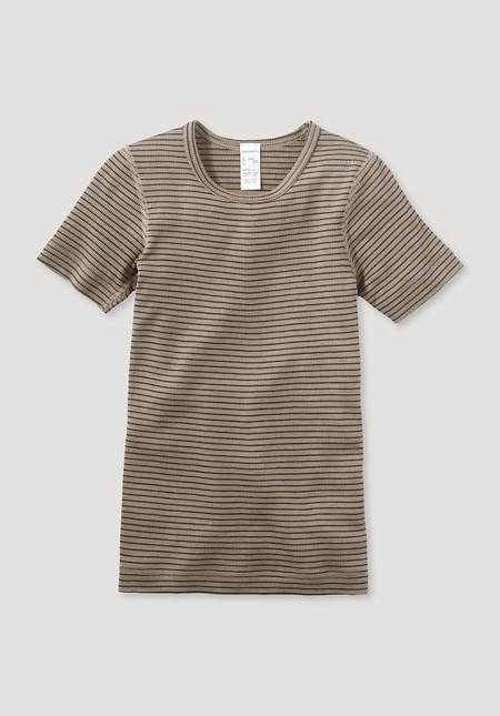 Short-sleeved shirt made of organic merino wool and silk