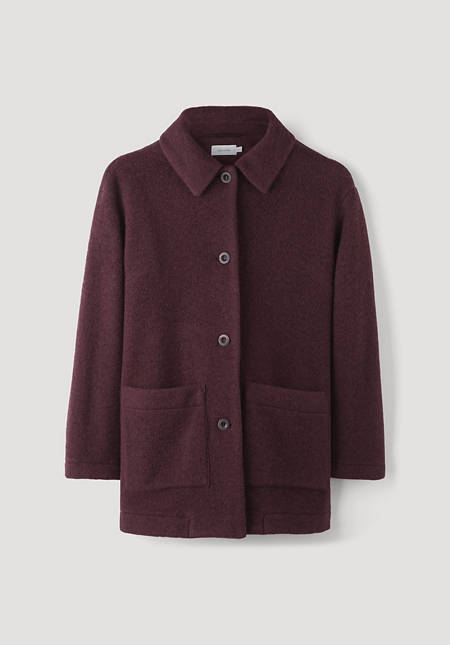 Short wool fleece coat made from pure organic merino wool