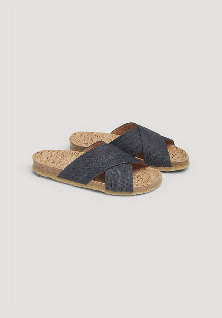 Slides with organic denim