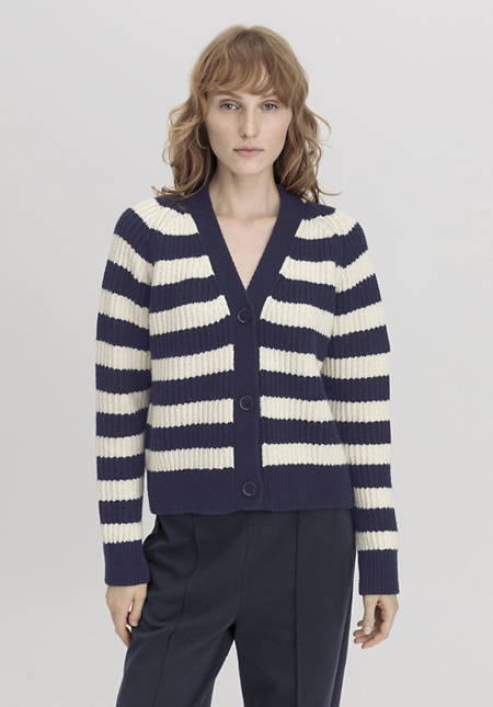 Strickjacke Streifen Relaxed aus Bio-Merinowolle mit Bio-Baumwolle