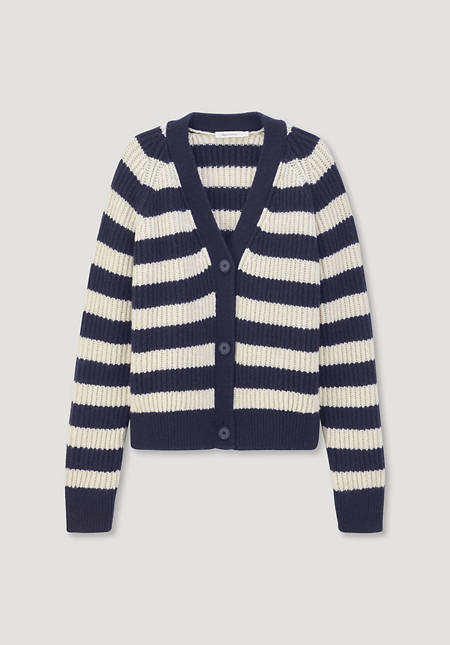 Strickjacke Streifen Relaxed aus Bio-Merinowolle mit Bio-Baumwolle