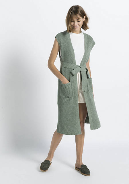 Strickjacke aus Bio-Baumwolle mit Leinen