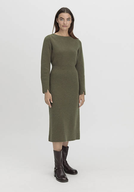 Strickkleid Midi Regular aus reiner Bio-Baumwolle und Schurwolle