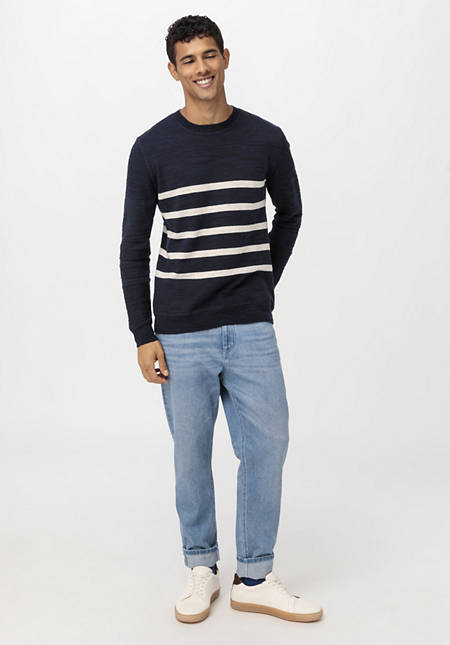 Striped sweater made of linen with organic cotton