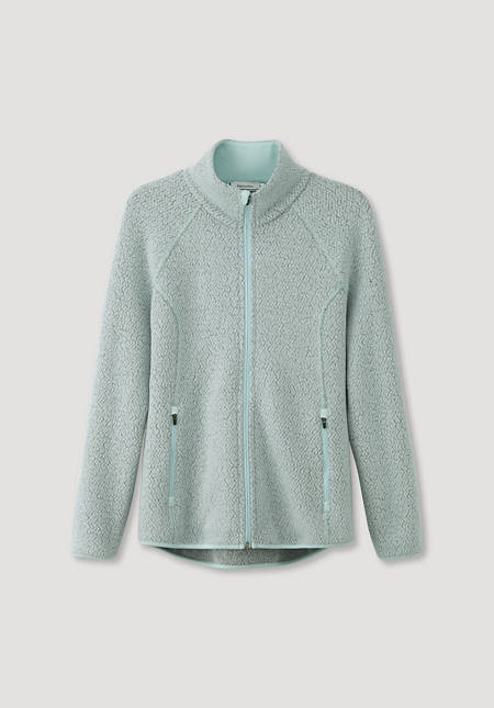 Structured fleece jacket made from organic merino wool and organic cotton