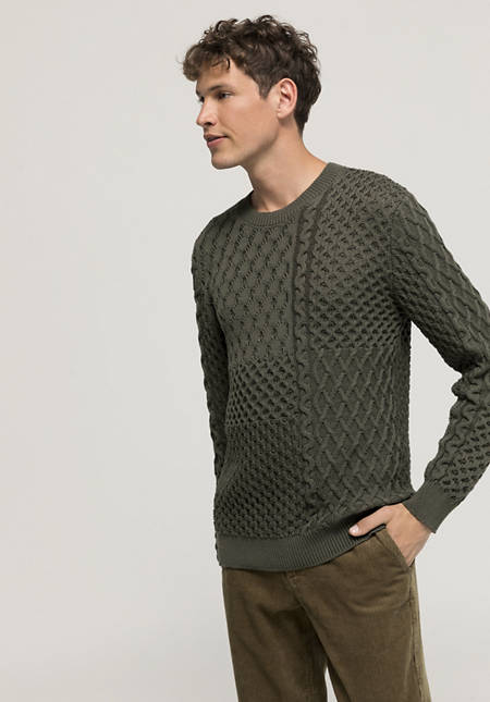 Structured knit sweater made of organic cotton and organic merino wool