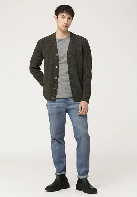 Tweed cardigan made from pure organic merino wool