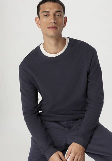 Waffelpiqué-Pullover Regular aus reiner Bio-Baumwolle