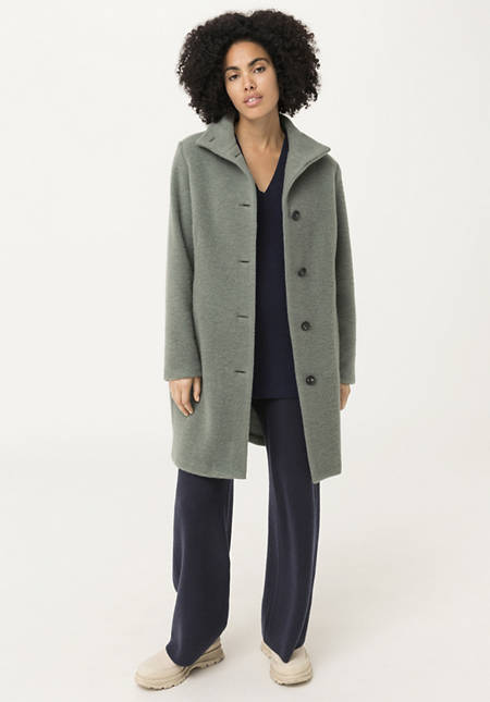 Wool fleece coat made from pure organic merino wool