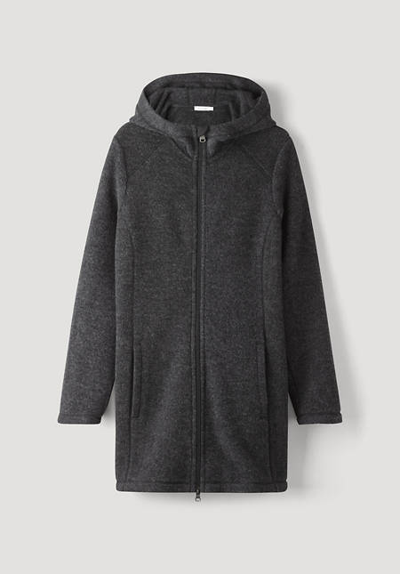 Wool fleece coat made from pure organic merino wool